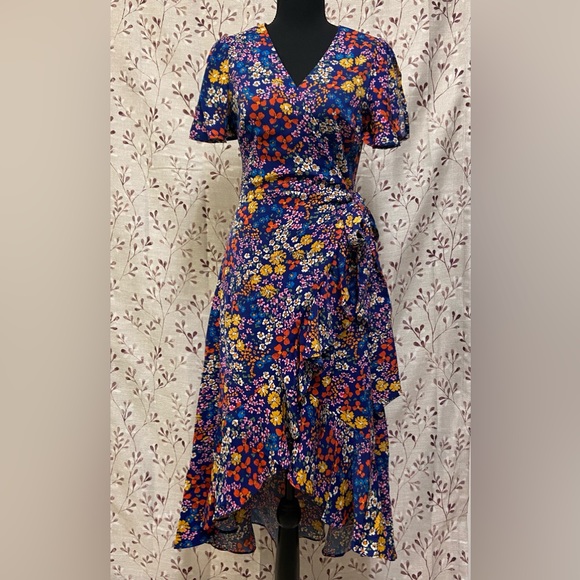 New York & Company Dresses & Skirts - New York & Company - Floral-Print Asymmetric Wrap Dress (NWT)